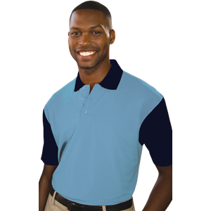 MENS IL-50 COLOR BLOCK POLO  -  LIGHT BLUE 2 EXTRA LARGE SOLID