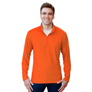 MENS WICKING SOLID 1/4 ZIP LS PULLOVER  -  SAFETY ORANGE 2 EXTRA LARGE SOLID