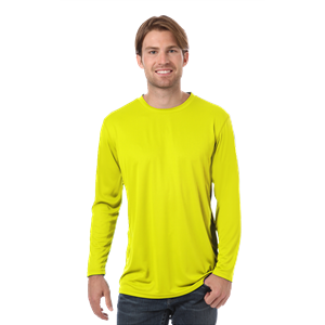 ADULT VALUE L/S WICKING TEE  -  OPTIC YELLOW EXTRA SMALL SOLID