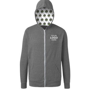 YOUR LOGO HERE ADULT TRIBLEND ZIP FRONT HOODIE GREY 3 EXTRA LARGE SOLID